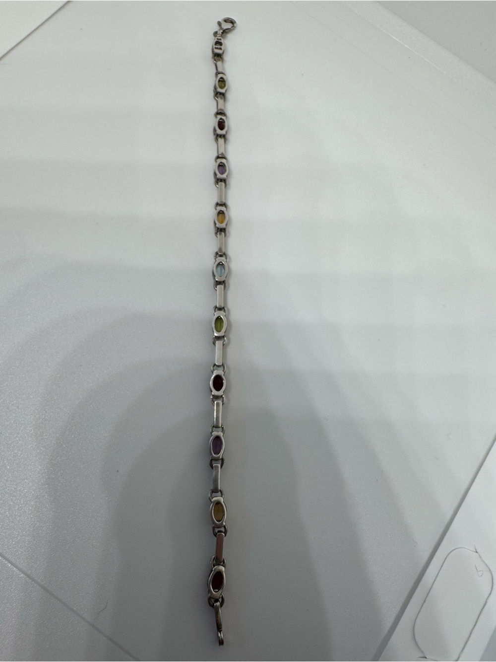 925 Sterling Silver Multi Gemstone Bracelet Topaz Garnet Amethyst 7.25" 8.2g - Picture 12 of 17